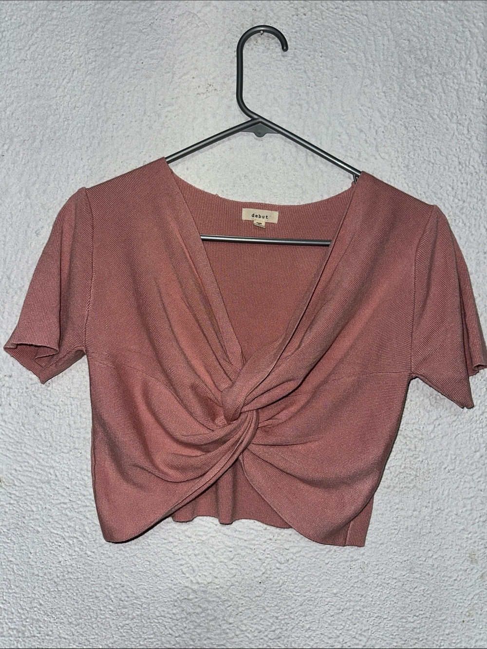 debut Rose Mauve Knot-Front Crop Top